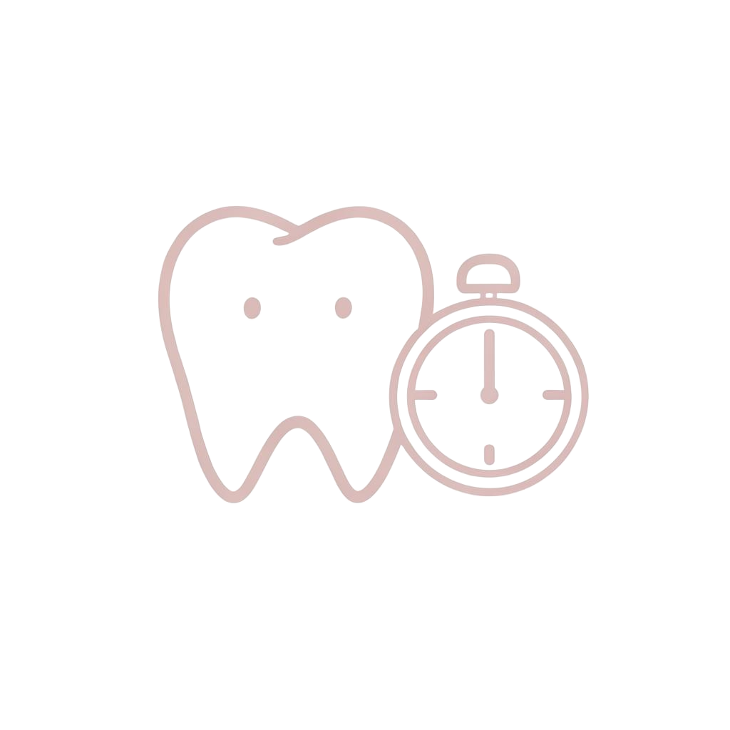 Ilustración de un diente junto a un reloj